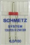 Иглы Schmetz двойные стандартные №100/6.0, 1 шт.